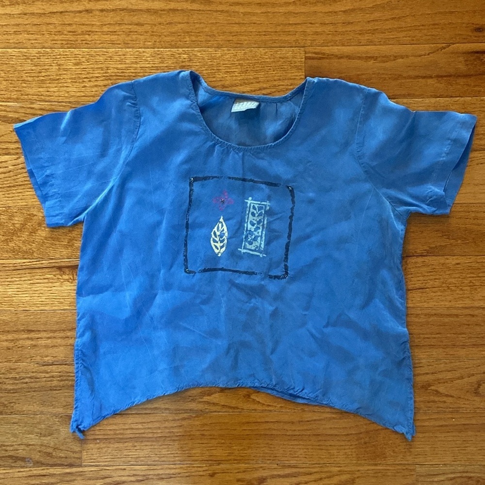 Rabbit Rabbit Rabbit Designs Blue Vintage size 10 medium Short Sleeve Top - Picture 5 of 10